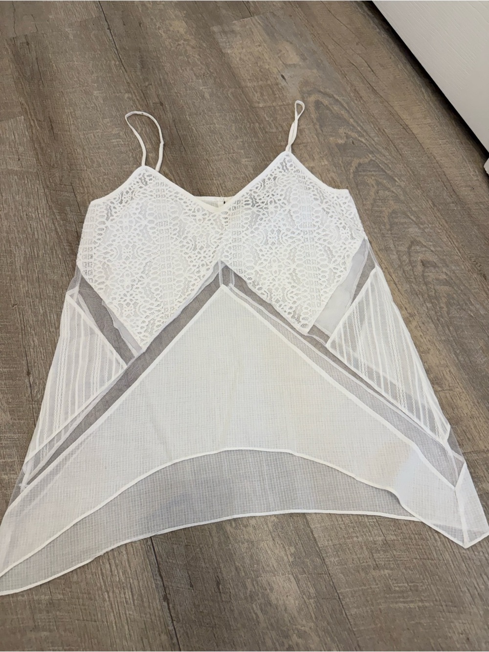 BCBGMaxAzria White Top with Lace Trim